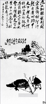 Chino Painting - Qi Baishi arando bajo la lluvia viejos chinos